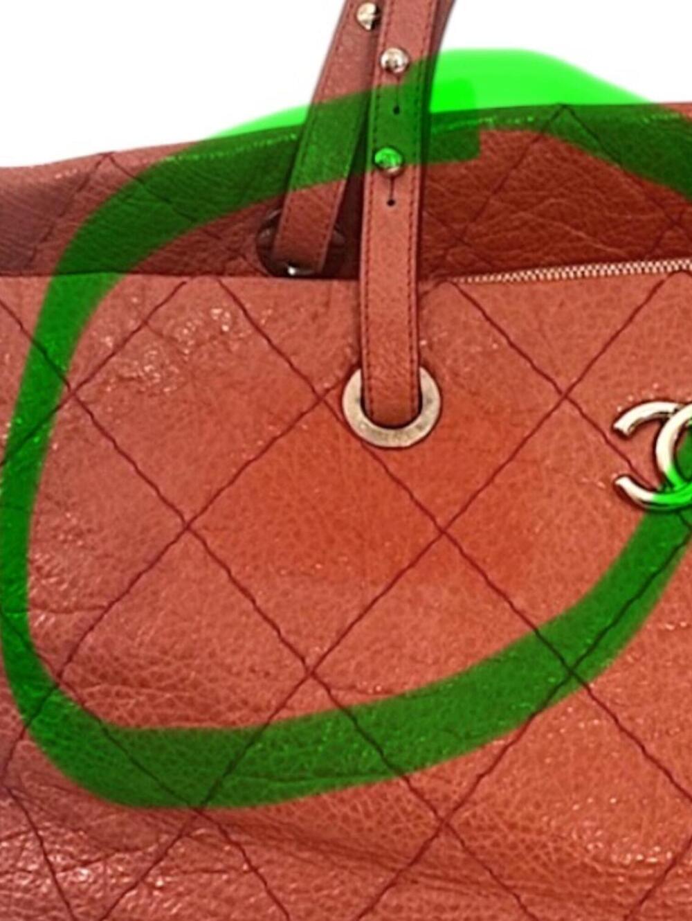 Chanel Coral Red Quilted Caviar Leather CC Tote - Picture 12 of 12